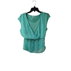 Minimi Green Sheer Dainty Top Blouse Juniors Large
